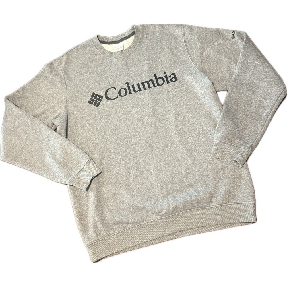 Columbia Sweatshirt Mens Gray Heather Pullover Logo Outdoor Crew Neck, M